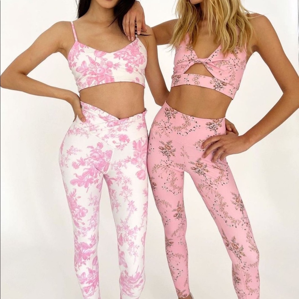 LoveShackFancy Pink and White Floral Leggings - Picture 2 of 9